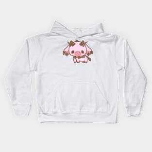 fluffy cherry blossom cow Kids Hoodie